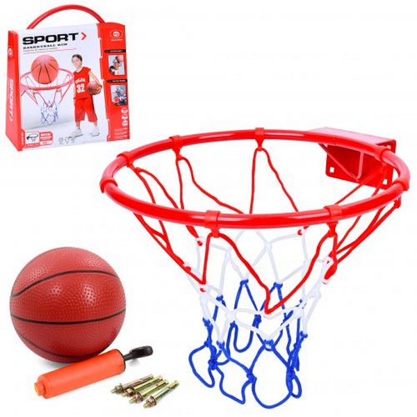 Баскетбольне кільце MR 1181 (12шт) кільце(метал) 32см, сітка, м'яч, насос, в кор-ці, 32-37-8см (шт.)