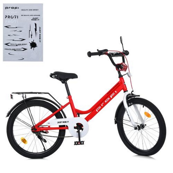 Велосипед дитячий PROF1 20д. MB 20031-1 (1шт) NEO,SKD75,червоно-білий,зв,фонарь,багажник,подножка (шт.)