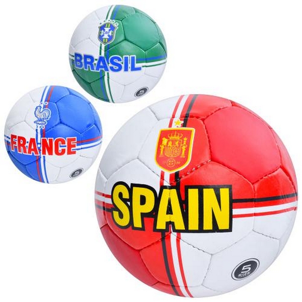 М'яч футбольний 2500-286 (30шт) розмір5,ПУ1,4мм,ручна робота, 32панелі, 400-420г, 3види(країни) (шт.)