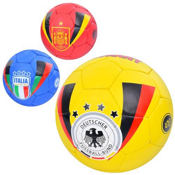М'яч футбольний 2500-287 (30шт) розмір5,ПУ1,4мм,ручна робота, 32панелі, 400-420г, 3види(країни), в п (шт.)