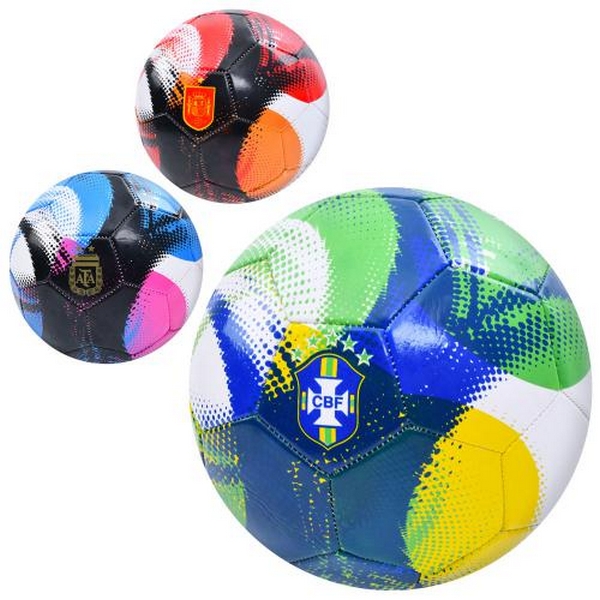 М'яч футбольний EV-3387 (30шт) розмір 5, ПВХ 1,8мм, 300-320г, 3види(країни), в пакеті (шт.)