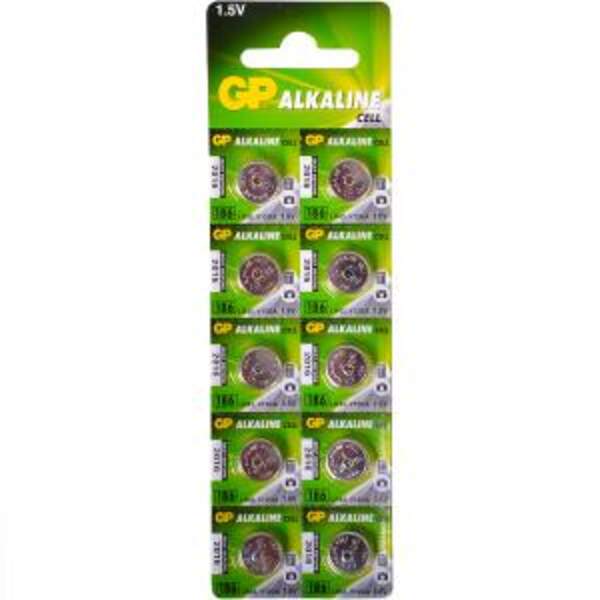 Батарейка GP Alkaline button cell . 1.5V 186-U10 год. лужна AG12, LR43 (шт.)