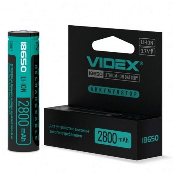 Акумулятор  Videx Li-lon 18650 2800 color box (Захист) /1bl/20/160 (шт.)