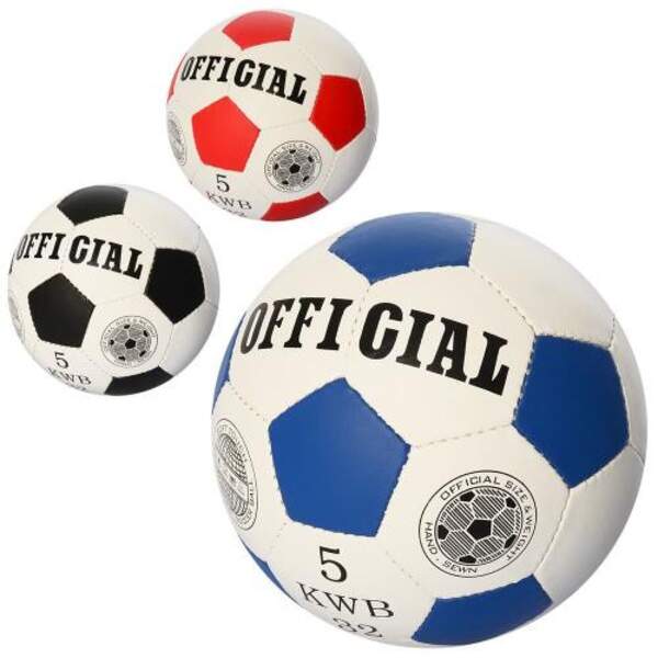 М'яч футбольний OFFICIAL 2500-202 (30шт) розмір5,ПУ,1,4мм,32панелі,ручн.робота,350-360г,3кол,у кульк (шт.)