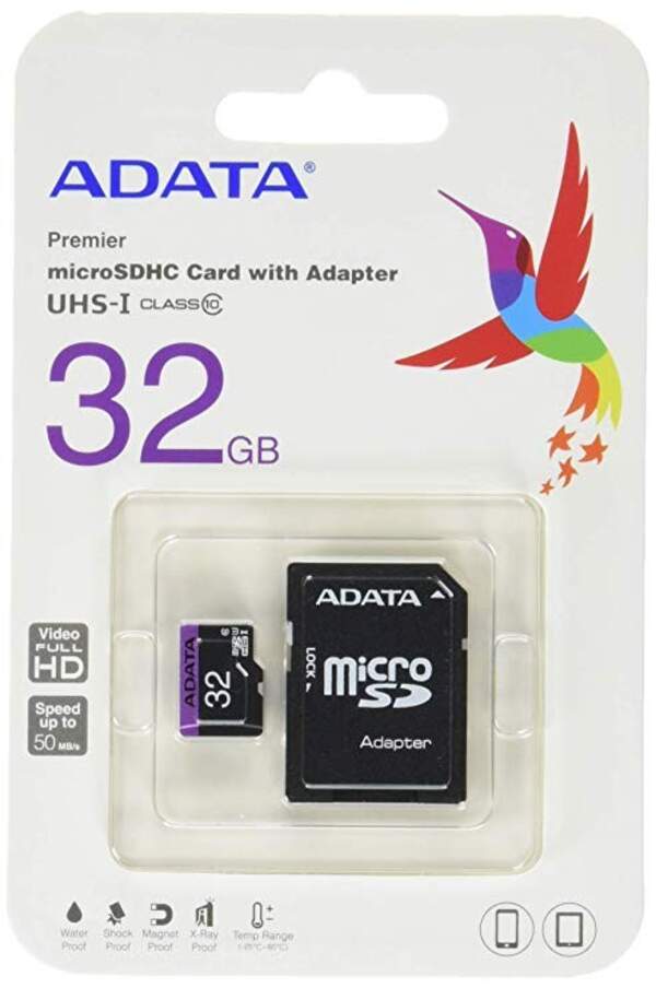 ADATA micro SDHC 32 GB UHS Class10 + adapter (80Mb/s) (шт.)