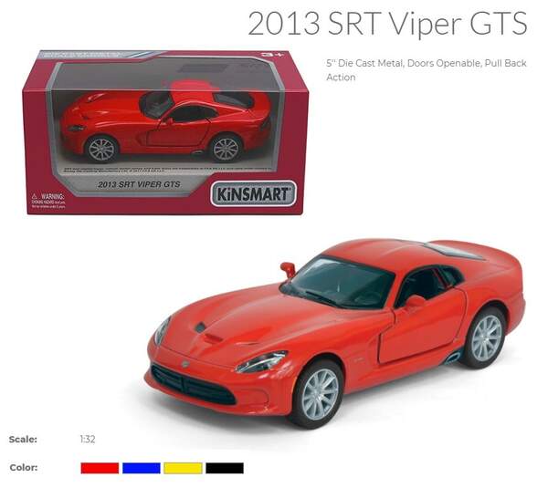 Модель легкова DODGE SRT VIPER GTS (2013) 5'' KT5363W метал.інерц.відкр.дв.4кол.кор./96/ (шт.)