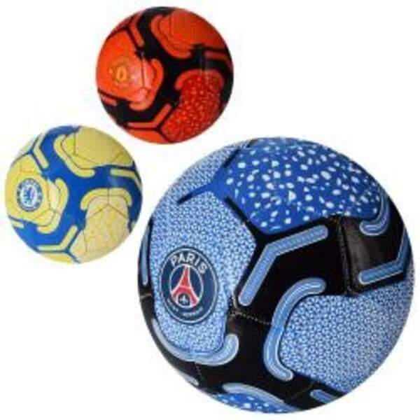 М'яч футбольний EV-3352 (30шт) розмір 5, ПУ, 300г, 3 види (клуби), в кульці (шт.)