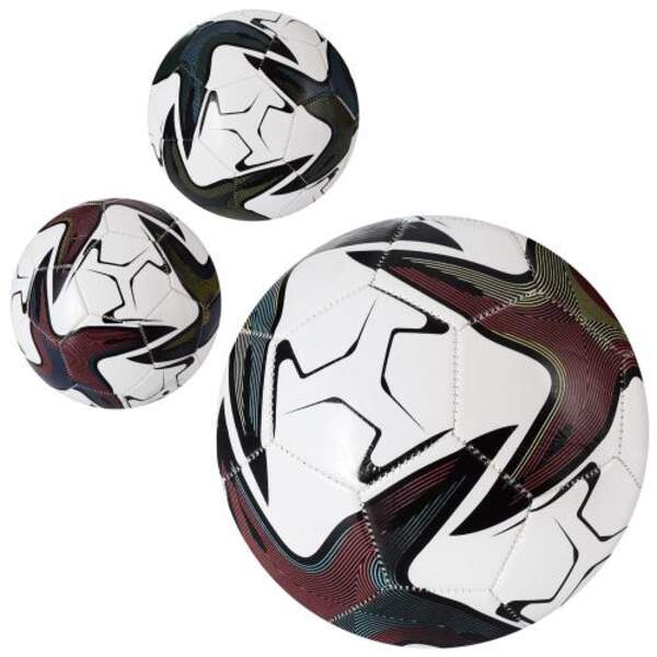 М'яч футбольний EV-3344 (30шт) розмір 5, ПВХ 1,8мм, 300г, 3 кольори, у кульку (шт.)
