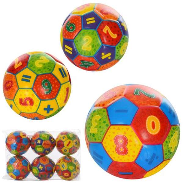 М'яч дитячий фомовий MS 3523-3 (120шт) 10см, цифри, 3 види, упаковка 6шт у кульку (шт.)