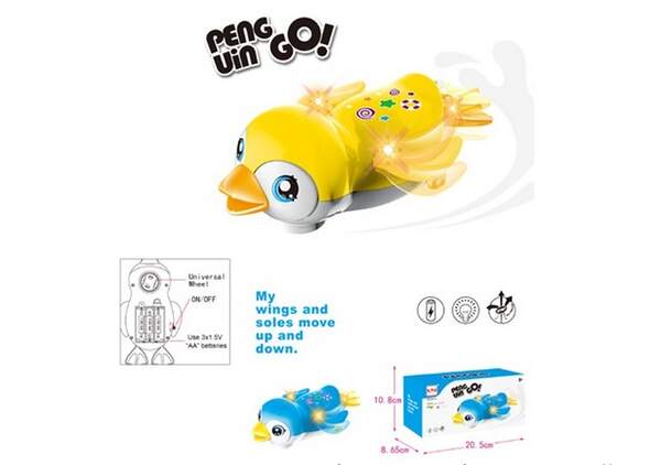 Іграшка музичний пінгвін 696-53 (1882696) (96шт/2) мікс 2 кольори,батар.,звук,світло,рух,у коробці (шт.)
