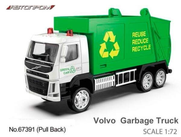 Машина метал АВТОПРОМ арт. 67391 (96шт/2) 1:72 Volvo Garbage Truck, рухомі елементи, в кор.13,5*7*5с (шт.)
