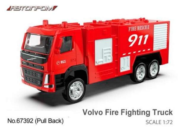 Машина метал АВТОПРОМ арт. 67392 (96шт/2) 1:72 Volvo Fire Engine, рухомі елементи, в кор.13,5*7*5см (шт.)