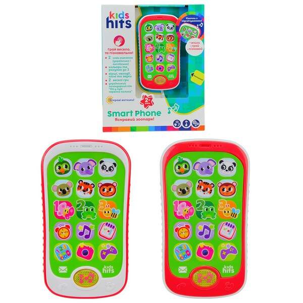 Телефон муз. розв. Kids Hits арт. KH03/004 (96шт) "Яскравий зоопарк",батар у комплекті.,2 кольори (шт.)