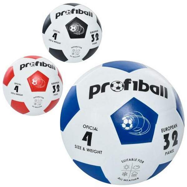 М'яч футбольний VA 0018-1 (30шт) розмір 4, гума, гладкий, 360г, в кульку, 3кольори (шт.)