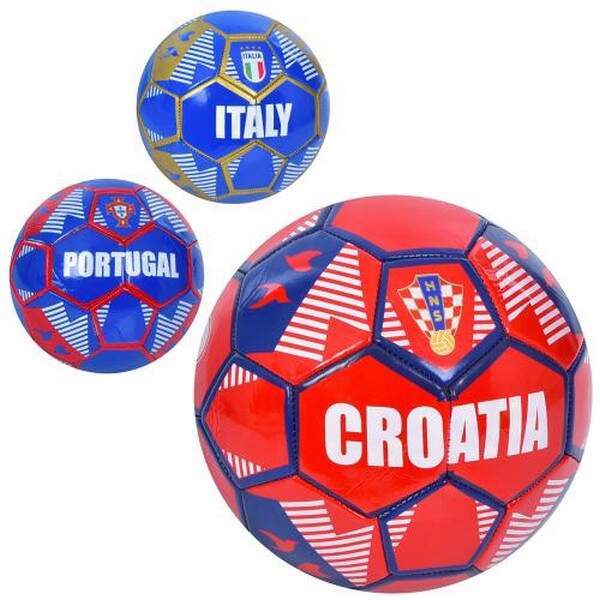 М'яч футбольний EN 3328 (30шт) розмір 5, ПВХ, 1,8мм, 340-360г, 3 види(країни), у кул. (шт.)