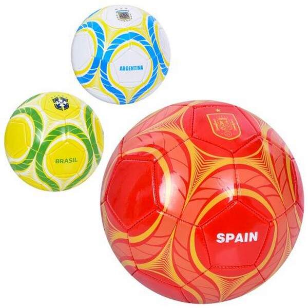 М'яч футбольний EN 3335 (30шт) розмір 5, ПВХ, 1,8мм, 340-360г, 3 види(країни), у кул. (шт.)
