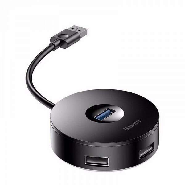 USB HUB Baseus Round Box USB to USB 3.0 + 3 USB 2.0 Black (CAHUB-F01) (шт.)
