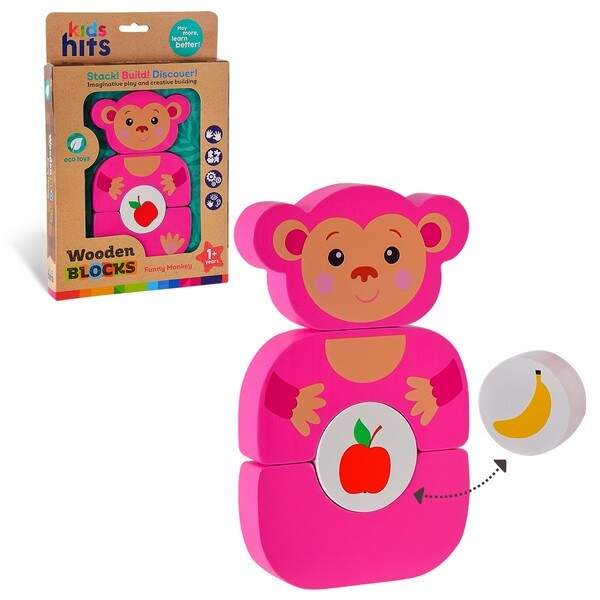 Дерев'яна іграшка Kids hits арт. KH20/002 (40шт) мавпочка 4 деталі кор. 18,5*27,9*3 см (шт.)