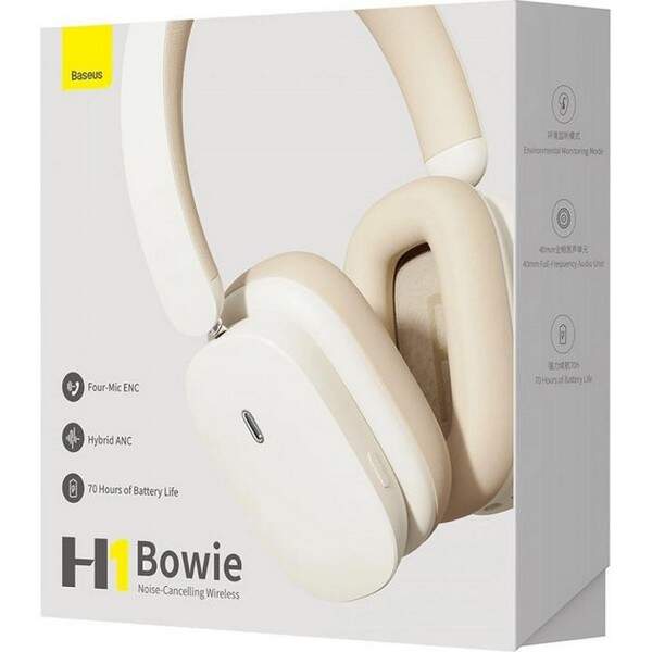Навушники стерео Baseus Bowie H1 Noise-Cancelling Wireless Creamy-White (NGTW230002) (шт.)
