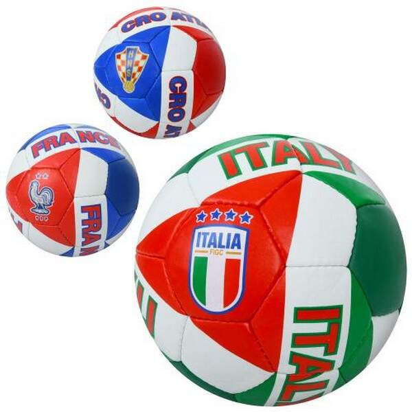 М'яч футбольний 2500-272 (30шт) розмір5,ПУ1,4мм,ручна робота, 32панелі, 400-420г, 3види(країни) (шт.)