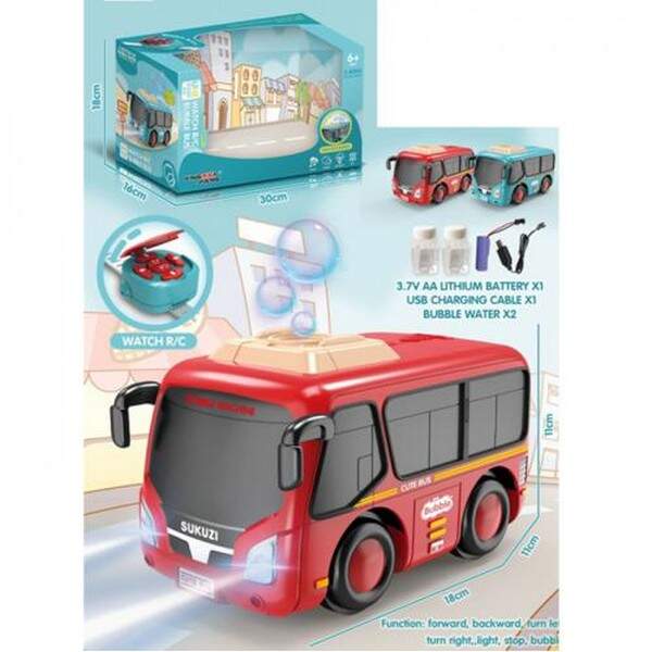 Автобус YJ-065 (12шт) р/к2,4G(пульт-браслет), акум, 18см, світло, мильні бульбашки-2запаски, USBзаря (шт.)