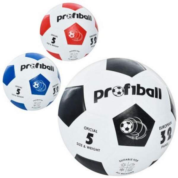 М'яч футбольний VA 0014-1 (30шт) розмір 5, гума, гладкий, 400г, в кульку, 3кольори (шт.)