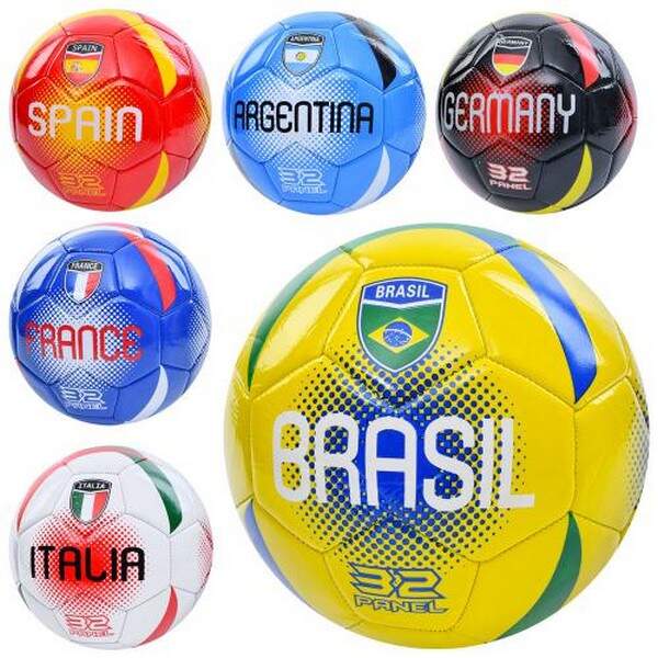 М'яч футбольний MS 3927 (30шт) розмір 5, ПВХ, 300-320г, країни(мікс видів), в пакеті (шт.)