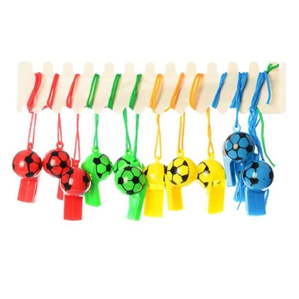 Свисток MS 0364-1 (1200шт) пластик, зі шнурком, 4 кольори, футбол, 5,5-3-3см (шт.)